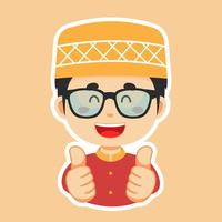 Happy Muslim Character Sticker vector