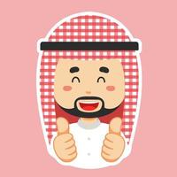 Happy Muslim Character Sticker vector