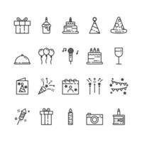 Birthday icon set. Birthday outline icon. Vector illustration.