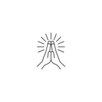 Folded hand, praying. Vector icon template