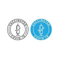 Vaccinated covid-19, vaccinated stamps, label. Vector icon template