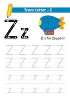trace letter z for study alphabet vector
