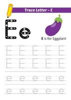 trace letter e for study alphabet vector