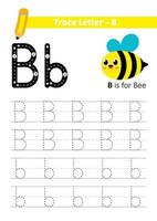 trace letter b for study alphabet vector