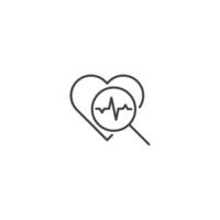 Checking heart beat, healthy heart check. Vector icon outline template