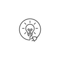 Charge idea, light bulb with energy plug. Vector icon outline template