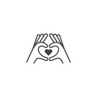 Hand making heart, care, love and empathy concept. Vector icon template
