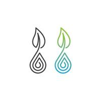 Hydroponics, leaf plant with water drop. Vector outline icon template