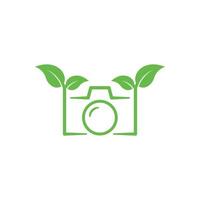 Nature photography, leaf nature camera photo. Vector icon logo template