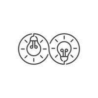 Infinity idea, light bulb, energy. Vector outline icon template