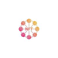 NFT  non-fungible token with network. Vector icon template