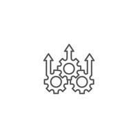 Operational excellence, gear arrow up, innovation, production growth concept. Vector icon outline template