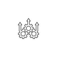 Operational excellence, gear arrow up, innovation, production growth concept. Vector icon outline template