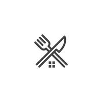 Restaurant, food house, fork and knife. Vector logo icon template