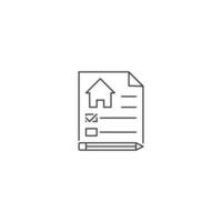 Real estate contract, agreement or rental document. Vector outline icon template