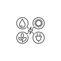 Renewable energy. Vector outline icon template