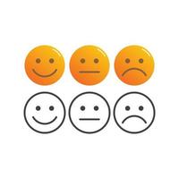 set 3 emoción básica, triste, plana, sonrisa. plantilla de icono de vector