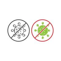 Stop virus, bacteria, germs, microbe. Antibacterial and antiviral defense, protection infection. Vector logo icon template