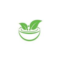 Vegan food, healthy soup, herb. Vector icon logo template
