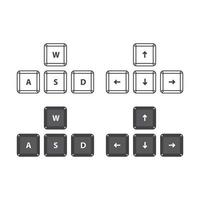 WASD, direction, gaming keys on keyboard. Vector icon template