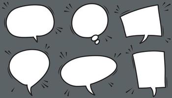 Hand drawn set of speech bubbles isolated . Doodle set element. Vector illustration.