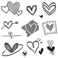 Doodle Hearts, hand drawn love hearts. Vector illustration.