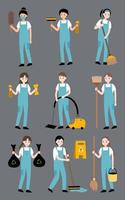 Cleaning service character collection bundle vector