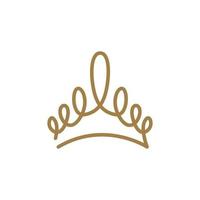 Continues Line luxury crown logo vector template design.