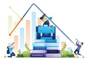 La ilustración financiera del espíritu empresarial y la educación empresarial son útiles para obtener futuras carreras y desarrollarse. página de inicio, web, sitio web, pancarta, anuncios, tarjeta, aplicaciones, folleto, volante vector