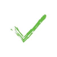 icono de marca de verificación verde dibujado a mano. símbolo de marca en vector de color verde