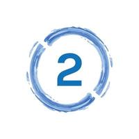 number 2 in Watercolor blue circle on white background. vector