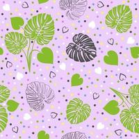 Vector seamless floral pattern with leaves of monstera.