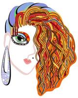 ilustración vectorial aislada de una joven con el pelo rojo. vector
