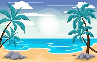 paisaje de playa con cocoteros vector