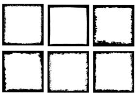 Grunge geometric square frames set. Vector illustration isolated on white background