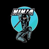 vector de ilustración de mascota ninja. diseño de logotipo deportivo