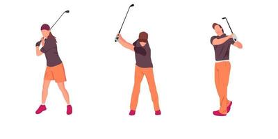 a collection of golfers swinging a golf club vector