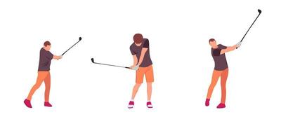 a collection of golfers swinging a golf club vector