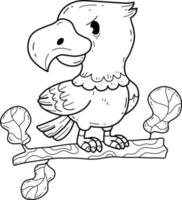 alfabeto de libro para colorear de animales. aislado sobre fondo blanco. águila de dibujos animados vectoriales. vector