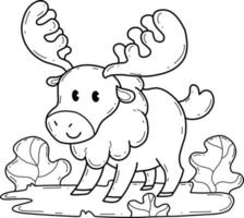 animals coloring book alphabet. Isolated on white background. Vector cartoon moose.