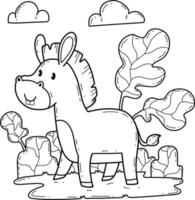 animals coloring book alphabet. Isolated on white background. Vector cartoon donkey.