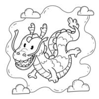 alfabeto de libro para colorear de animales. aislado sobre fondo blanco. dragón chino de dibujos animados vectoriales.