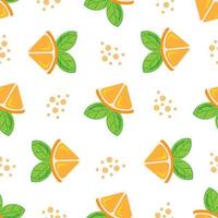 Seamless pattern with hand drawn oranges. vector