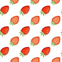 Vector seamless pattern, drawn strawberries on a white background. Juicy pattern for printing on paper, postcards, kitchen textiles