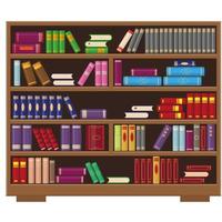 Big library bookcase with colorful books. vector