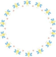 Round frame with decorative insect. Vector illustration. Round frame for decor, design, print, napkins