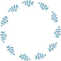 Round frame with branch of leaves. Vector illustration. Round frame for decor, design, print, napkins