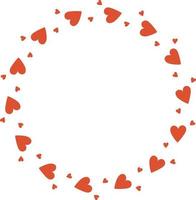 Round frame with hearts. Vector illustration. Round frame for decor, design, print, napkins
