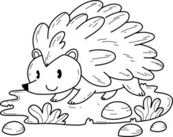 animals coloring book alphabet. Isolated on white background. Vector cartoon porcupine.