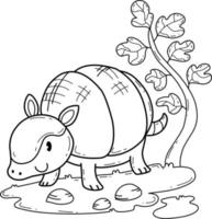 animals coloring book alphabet. Isolated on white background. Vector cartoon armadillo.